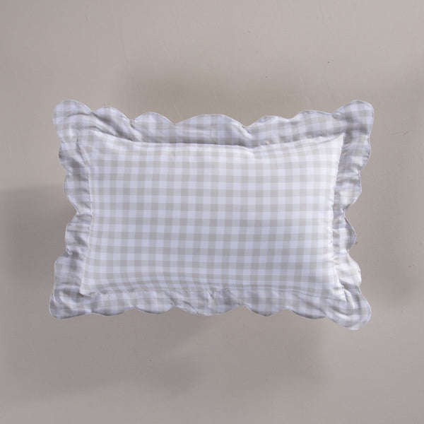 Elena Beige Vichy Plaid Rectangular Decorative Pillow