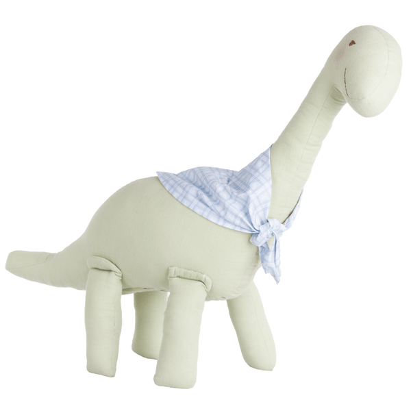 Large Dino Water Green Embroidered Cloth - Linen Fabric