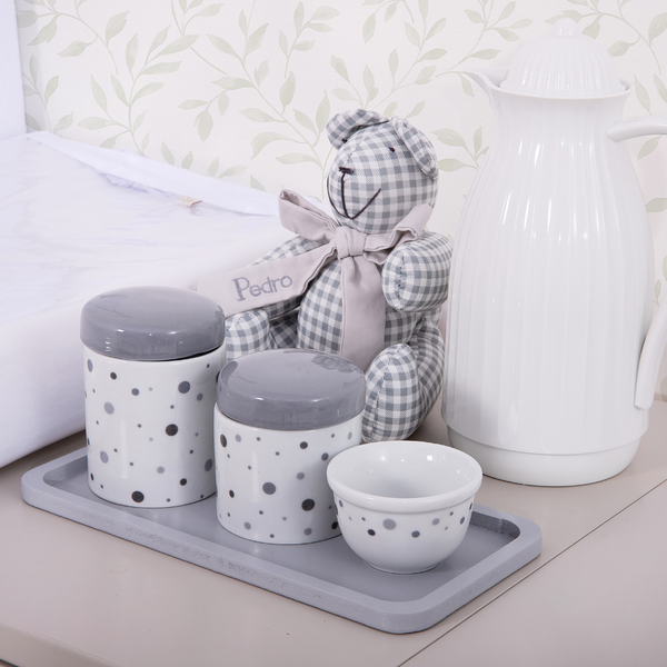 3-Piece Gray Polka Dot Hygiene Kit