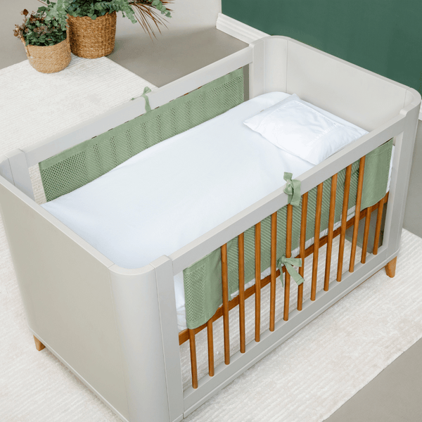 Breathable Flow Crib Rail Mesh - 2 Sides Olive Green