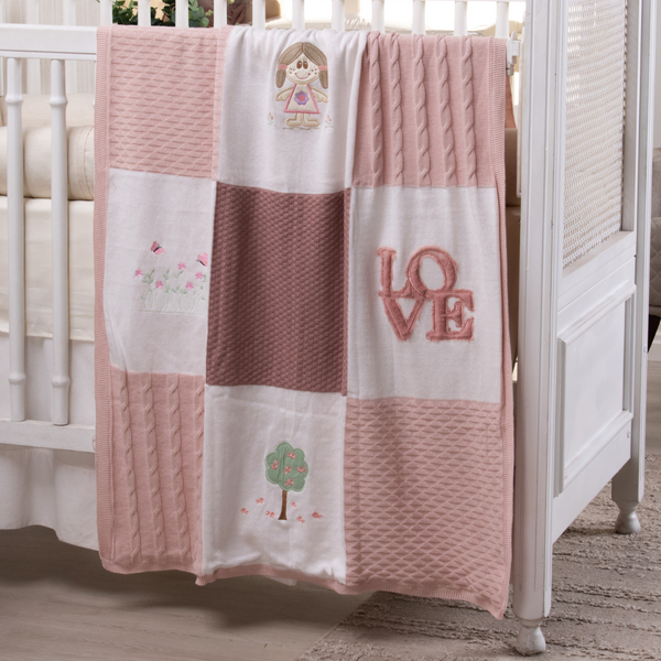 Pink Cotton Knit Baby Sensory Blanket