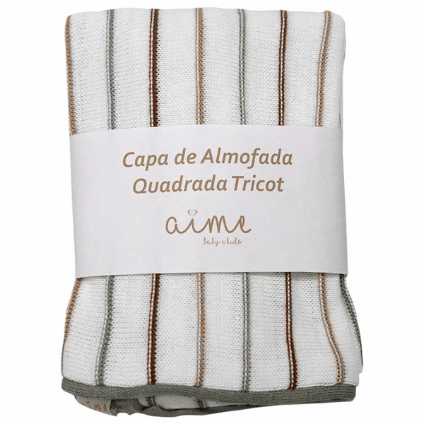 Taylor Cotton Tricot Square Decorative Pillow Cover White with Olive Green Brazilian Fauna