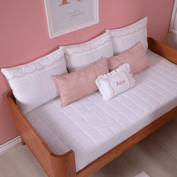 Serenité 6-Piece 400 Thread Count Auxiliary Bed Kit, White with Rose