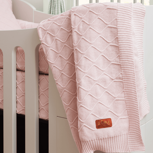 Cozy Cottage Pink Ballerina Cotton Knit Baby Blanket