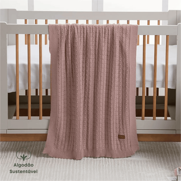 Lauren Pink Cotton Knit Crib Coverlet
