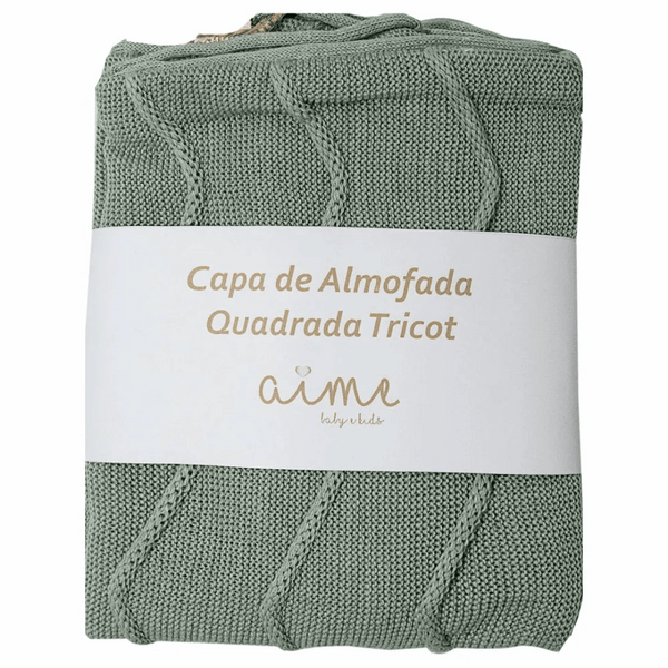 Decorative Square Cushion Cover Tricot Cotton Woof Olive Green Fauna