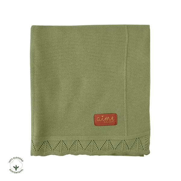Forest Green Cactus Knit Cotton Crib Coverlet