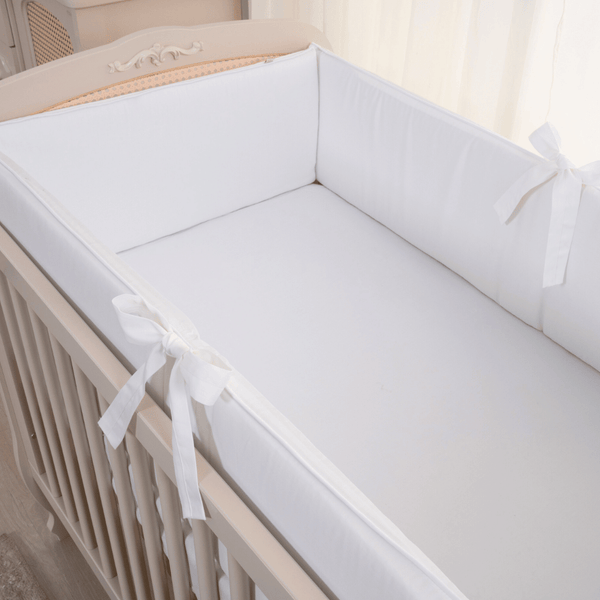 4-Piece Crib Protector Percale 400 Thread Count White