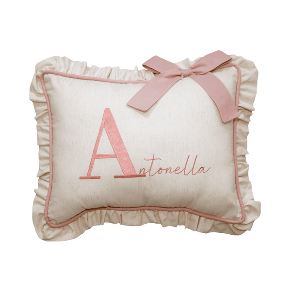 Personalized Linen Decorative Pillow Old Pink (Choose your baby's name)