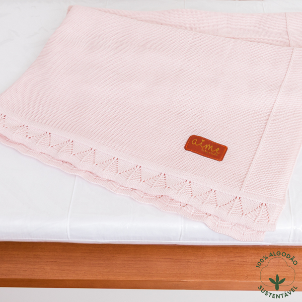 Baby Blanket Knit Cotton Forest Pink Ballerina