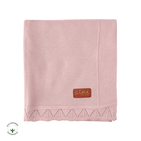 Cotton Knit Crib Coverlet Forest Pink Ballerina