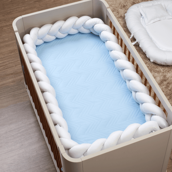 Quilted Crib Bedspread with 300 Thread Count Baby Blue