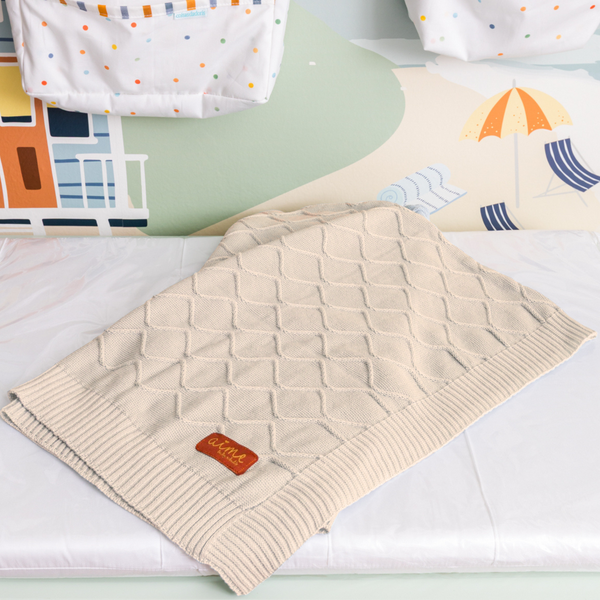 Cozy Cottage Almond Milk Cotton Knit Baby Blanket