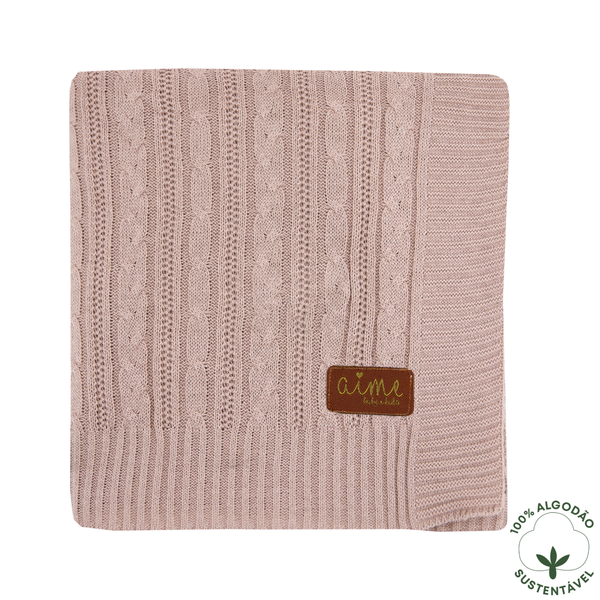 Lauren Old Pink Cotton Knit Baby Blanket