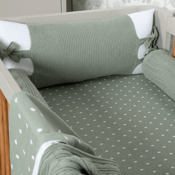 5-Piece Crib Kit in Lightweight, Olive Green Cotton Knit