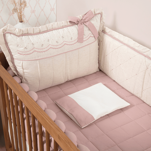 Saint Tropez Linen Collection Crib Kit - 6 Old Pink Pieces