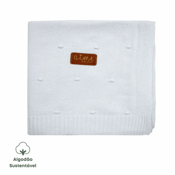 White Bubbles Cotton Knit Baby Blanket