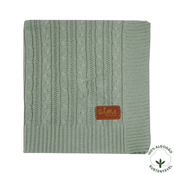 Lauren Olive Green Brazilian Fauna Cotton Knit Baby Blanket
