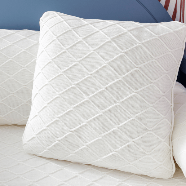 Cozy Cottage Cream Square Decorative Cushion in Cotton Knitwear