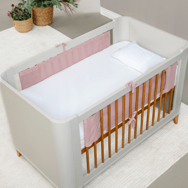 Breathable Flow Mesh for Crib Rails - 2 Sides, Old Pink