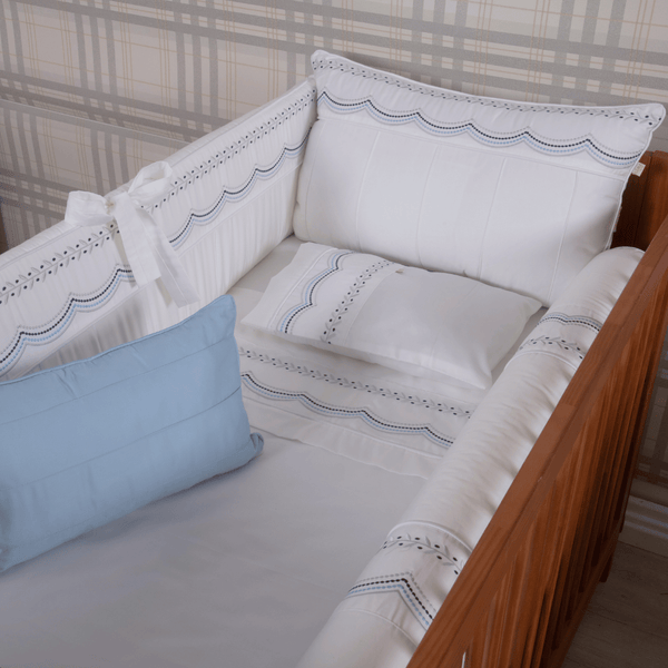 4-Piece Crib Set with 400 Thread Count Percale Serenité Collection - Baby Blue