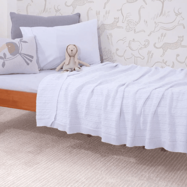 Lauren White Cotton Tricot Bedspread