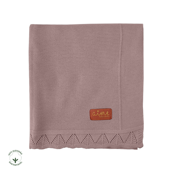 Old Pink Forest Knit Cotton Crib Coverlet