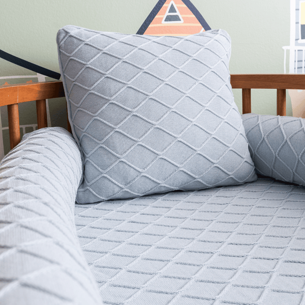 Cozy Cottage 6-Piece Cotton Knit Crib Set - Delicate Blue