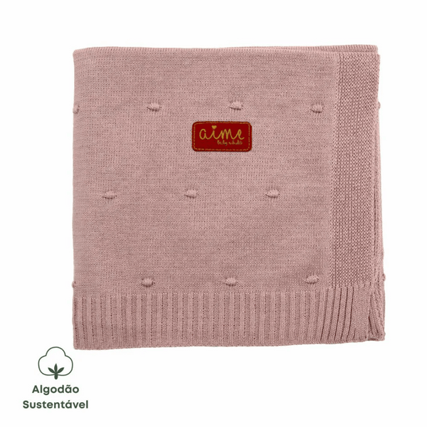 Old Pink Bubbles Cotton Knit Baby Blanket