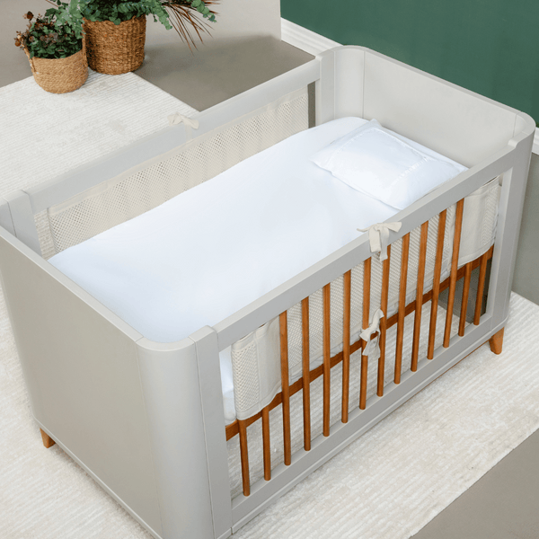 Breathable Flow Crib Rail Mesh - 2 Sides, Almond Milk Cotton Tricot