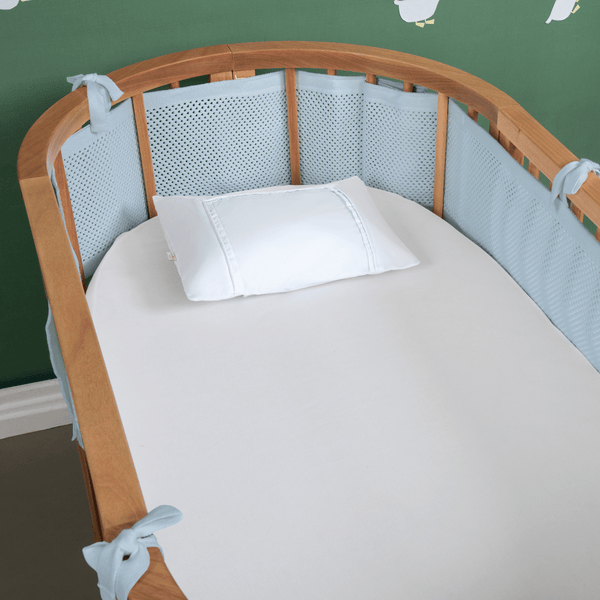 Breathable Flow Mesh for Crib Rails - 4 Sides, Delicate Blue Cotton Knit