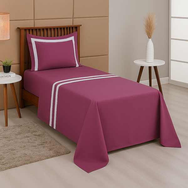 3-Piece Single Sheet Set in Percal Cotton 300 Thread Count, Classic Hydrangea