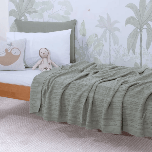 Lauren Olive Green Fauna Tricot Cotton Bedspread