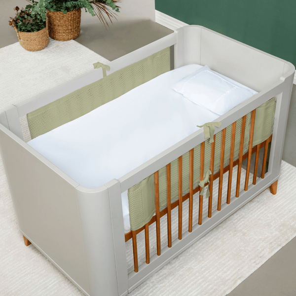 Breathable Flow Mesh for Crib Rails - 2 Sides, Tricot Cotton, Cactus Green