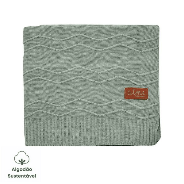 Baby Blanket Knitted Cotton Woof Olive Green Fauna