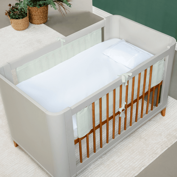 Breathable Flow Crib Rail Mesh - 2 Sides, Tender Greens