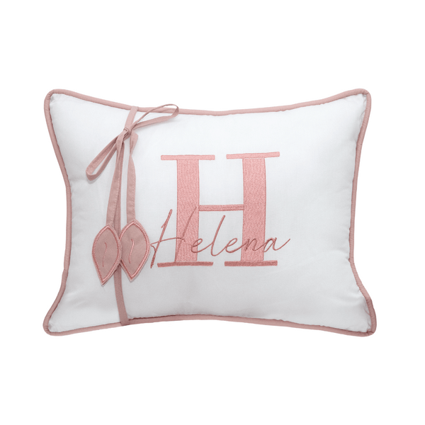 Personalized Percale Decorative Pillow in Old Pink (Choose your baby's name)