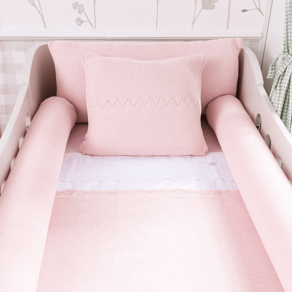 6-Piece Crib Set in Forest Cotton Knitwear - Ballerina Pink