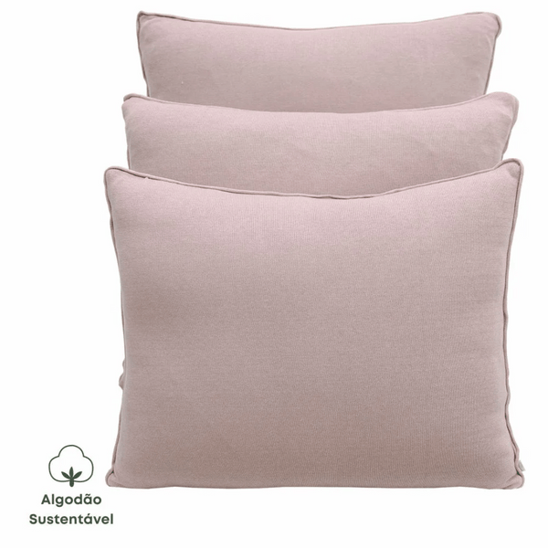 Trio of Pillows for Auxiliary Bed in Old Pink Cotton Knit