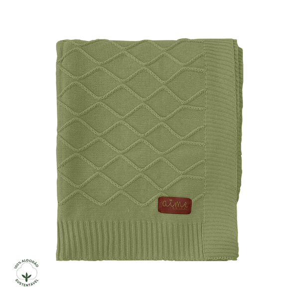 Cozy Cottage Green Cactus Knit Cotton Crib Coverlet