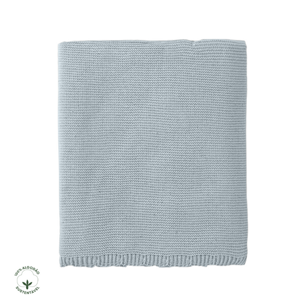 Delicate Blue Cotton Tricot Crib Coverlet