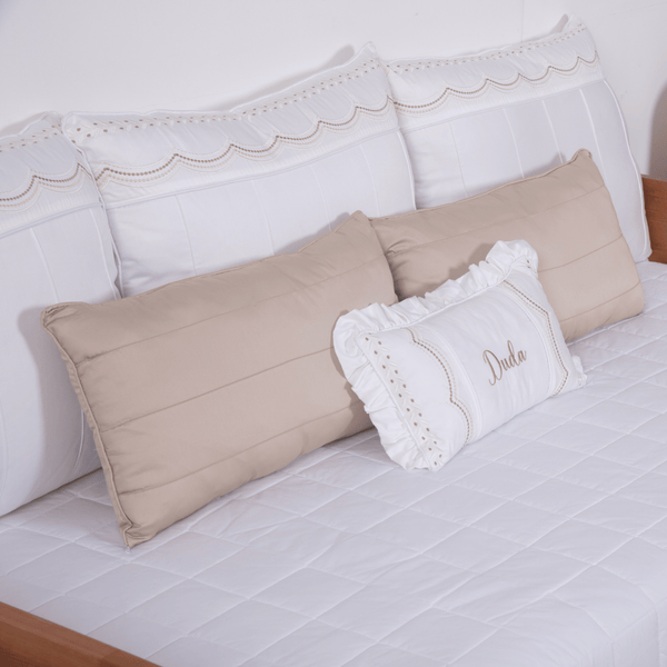 Serenité 6-Piece 400 Thread Count Auxiliary Bed Kit, White with Beige