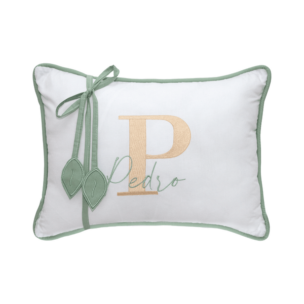 Personalized Percale Decorative Pillow in Fennel Green (Choose your baby's name)