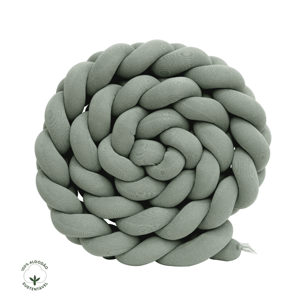 Olive Green Cotton Tricot Mini Crib Protector Braid (2.22 m x 14 cm)