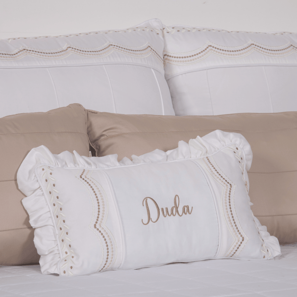 Personalized Beige Serenité Percale Decorative Pillow (Choose your baby's name)