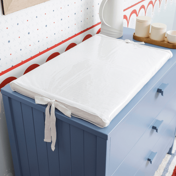 Cream Knit Cotton Half Mesh Baby Changing Mat