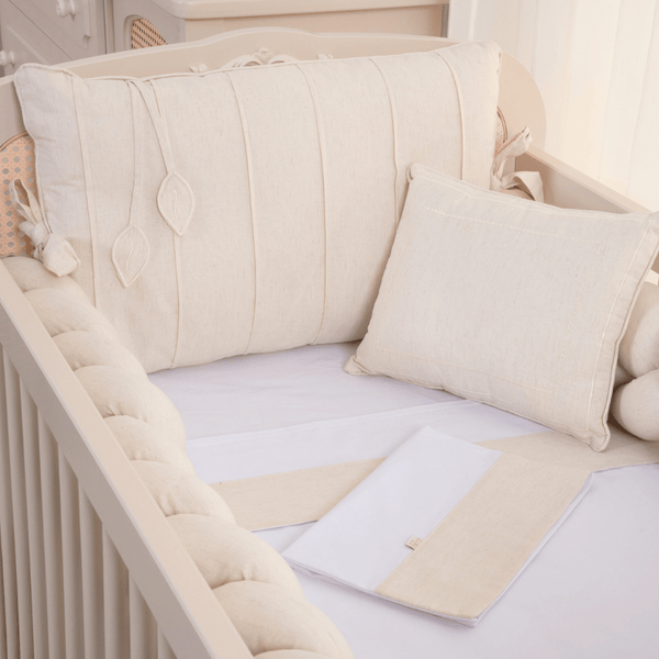 7-Piece Crib Bedding Set, Linen Cotton, Poesia Classic, American Standard