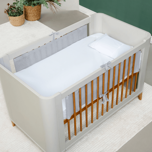 Breathable Flow Mesh for Crib Rails - 2 Sides, Gray Cotton Tricot