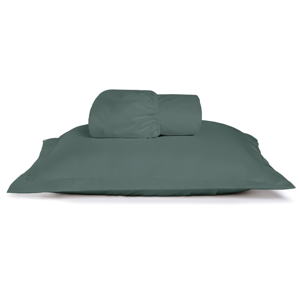 2-Piece Single Sheet Set, 300-Thread Percale Cotton, Basic Emerald Green 