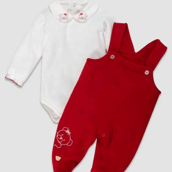 Overalls and Bodysuit Set - Red and White